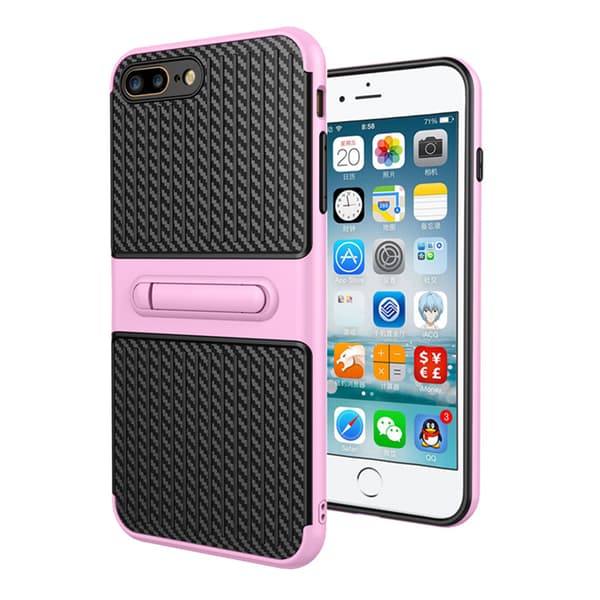 iPhone 8 Plus - Skyddsskal med Kickstand från LEMAN Rosa