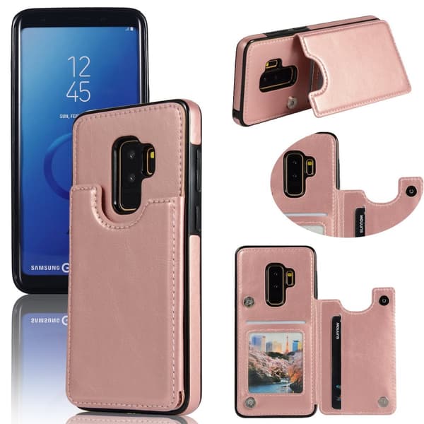 Stilrent Skal med Kortfack för Samsung Galaxy S9+ Roséguld