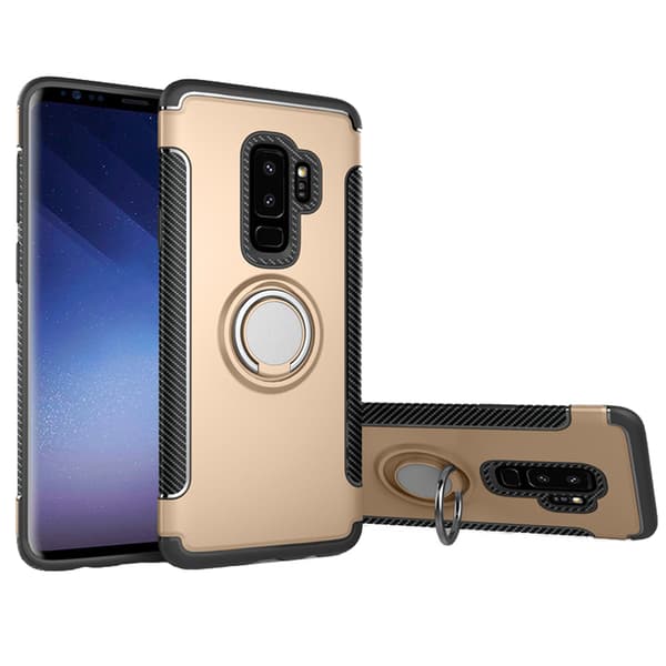 Samsung Galaxy S9+ - HYBRID Carbonskal med Ringhållare FLOVEME