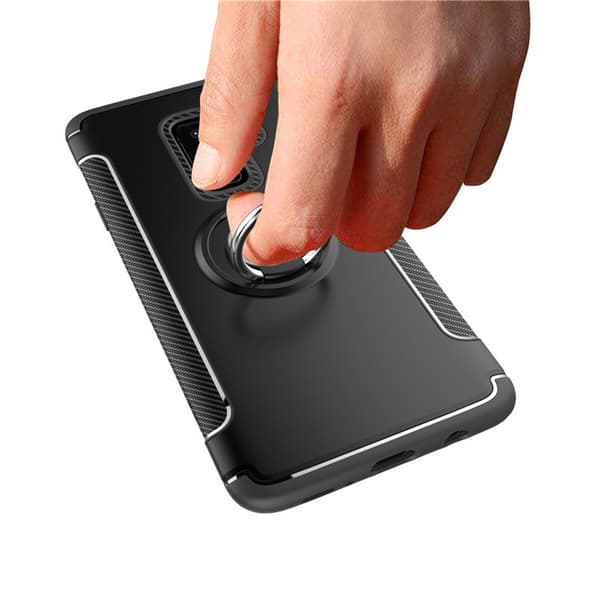 Samsung Galaxy S9+ - HYBRID Carbonskal med Ringhållare FLOVEME