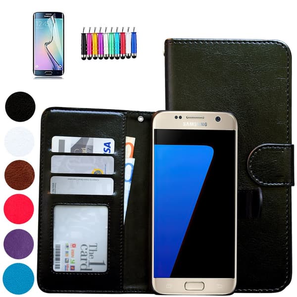 Läderfodral / Plånbok - Samsung Galaxy S7 + 3 i 1 Paket Brown