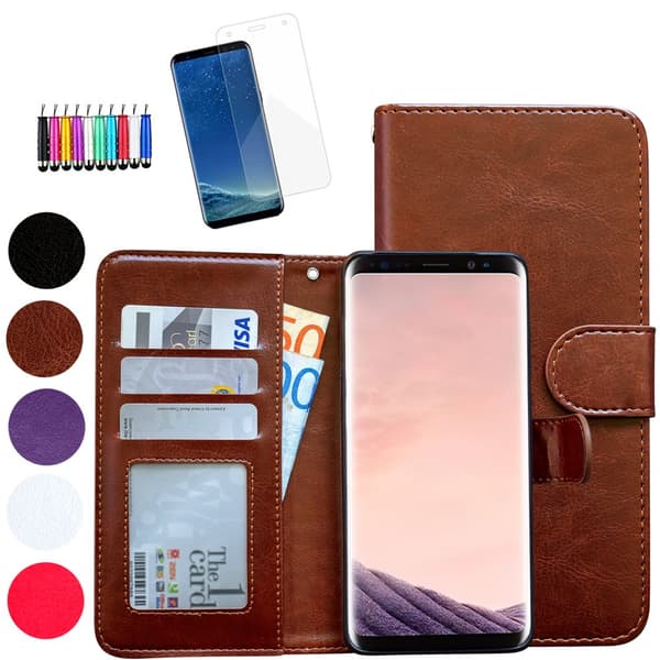 Samsung Galaxy S8 - Leather Case/Wallet + Touch & Pen