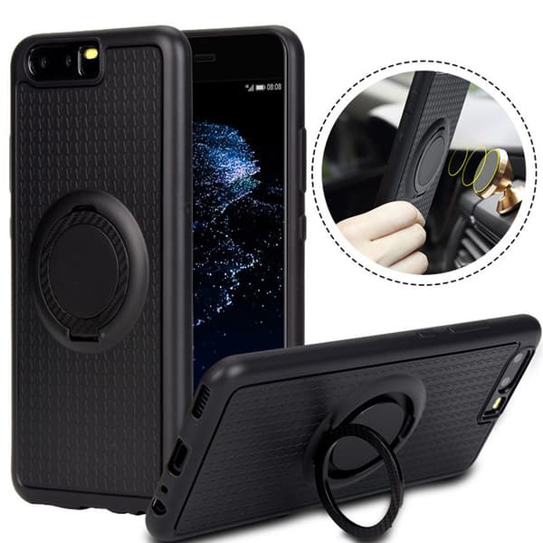 Huawei P10 - Carbon-Skal med Ringh�llare FLOVEME