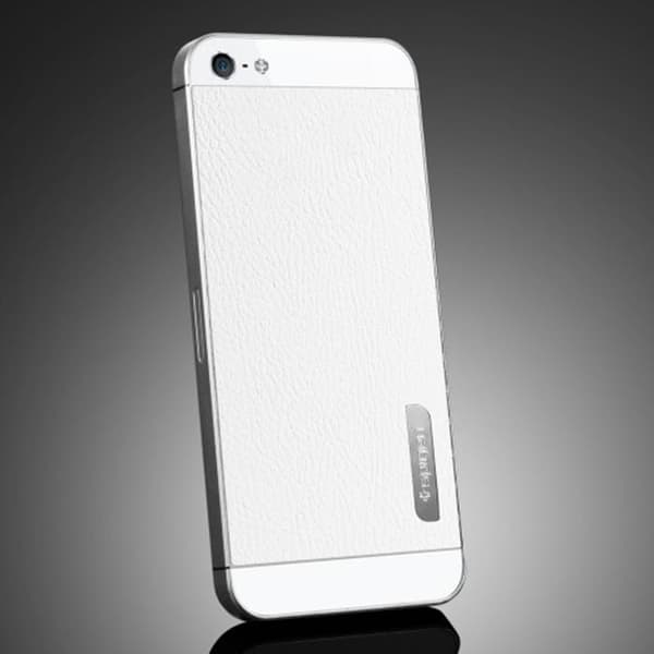 Spigen Skin Guard Leather Skin till Apple iPhone 5/5S/SE (Vit) + Skärmskydd