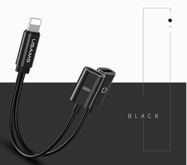 USAMS Adapter för iPhone X/8/7, Ladda och lyssna på musik samtidigt