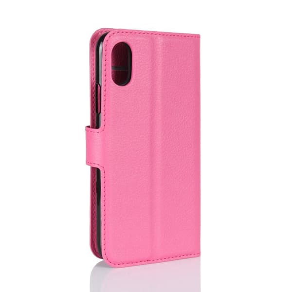 Litchi Plånboksfodral till iPhone XS / X - Magenta