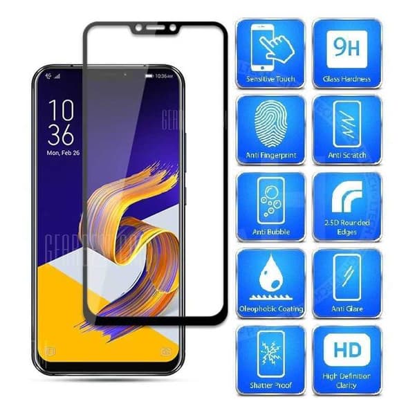 Zenfone 5 & 5Z hærdet glas 0,26 mm 2,5D 9H fuld ramme Svart
