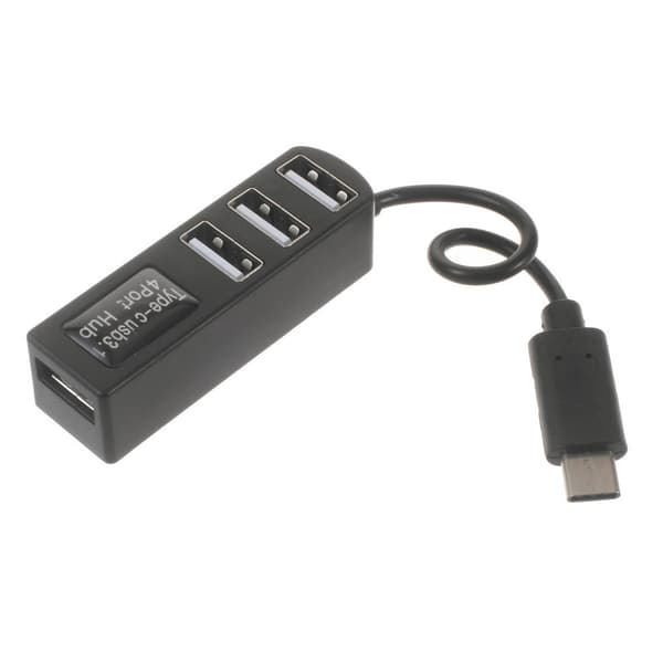 4 Ports USB 3.1 Typ C Hubb High Speed Hub SVART