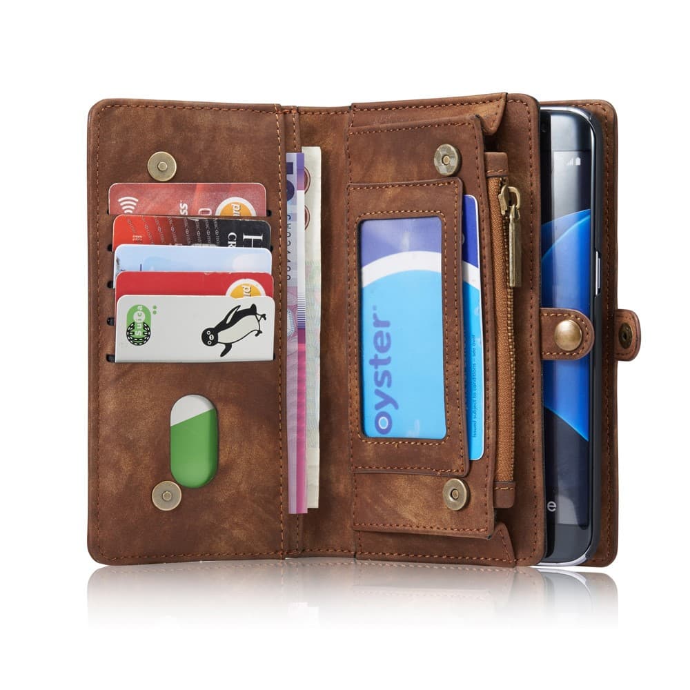 CASEME Samsung Galaxy S7 Edge Läder Plånboksfodral - Coffee