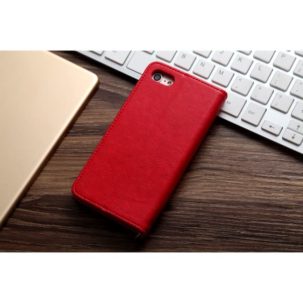 CMAI2 Litchi plånboksfodral till iPhone 7 / 8 / SE (2020) - Röd