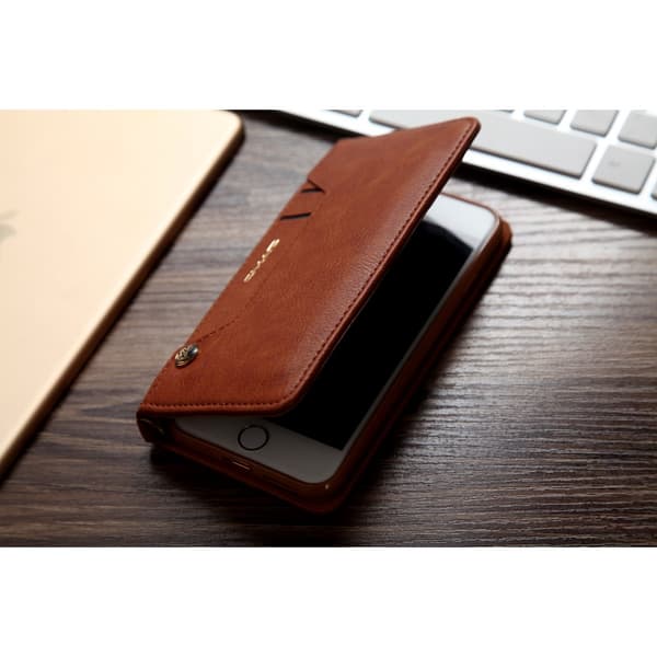 CMAI2 Litchi plånboksfodral till iPhone 7 / 8 / SE (2020) - Brun