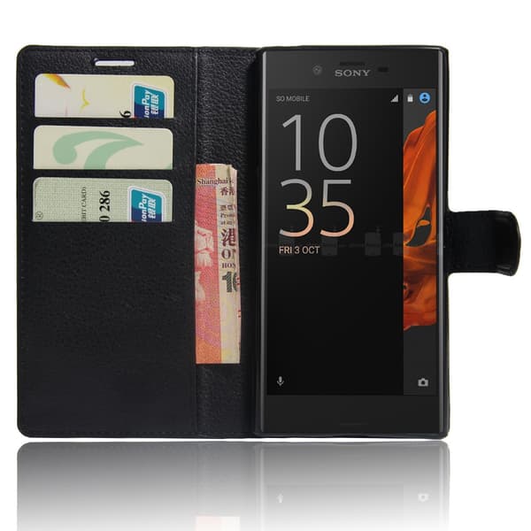 Retro tegnebog stativetui til Sony Xperia XZ - Sort