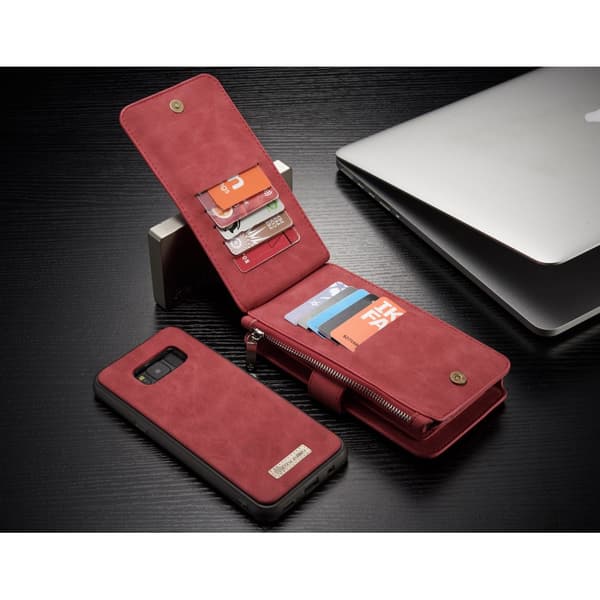 CASEME Samsung Galaxy S8 Plus Retro lær lommebok-deksel Rød