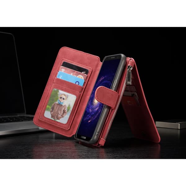 CASEME Samsung Galaxy S8 Plus Retro lær lommebok-deksel Rød