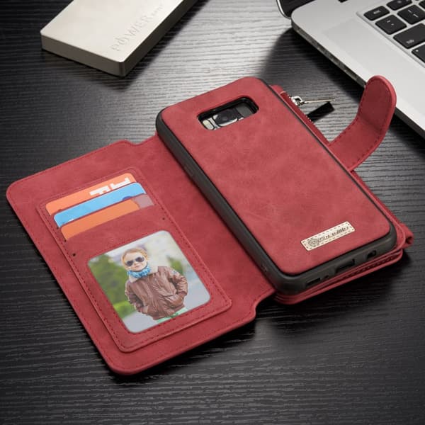 CASEME Samsung Galaxy S8 Plus Retro lær lommebok-deksel Rød