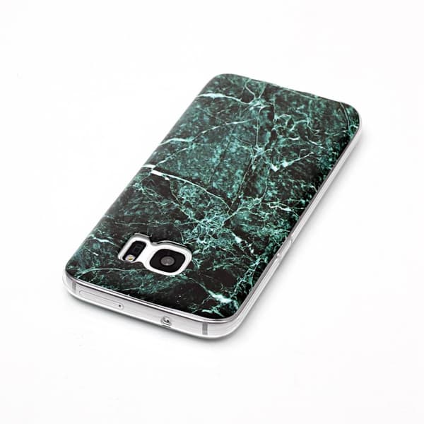 MTK Samsung Galaxy S7 SM-G930 TPU Marmor - Svart-Grön