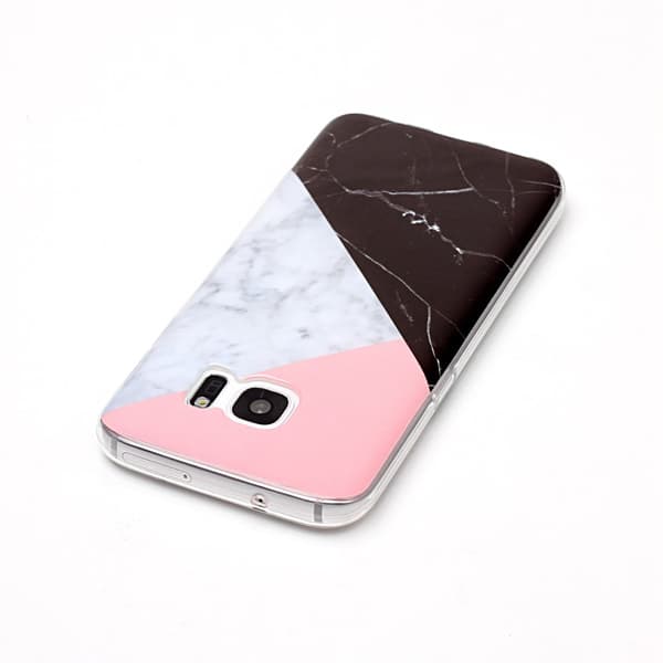 MTK Samsung Galaxy S7 SM-G930 TPU Marmor - Rosa-Vit-Svart