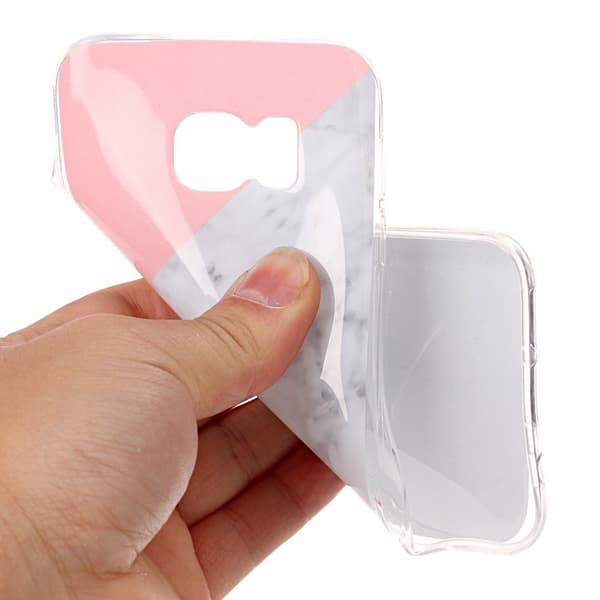 MTK Samsung Galaxy S7 SM-G930 TPU Marmor - Rosa-Vit-Svart