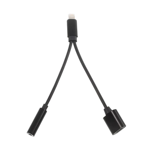 iPhone 7 7 Plus 3,5 mm-adapter 2 i 1 laddning & hörlurar - Svart