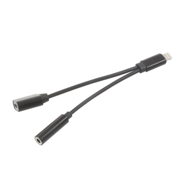 iPhone 7 7 Plus 3,5 mm-adapter 2 i 1 laddning & hörlurar - Svart