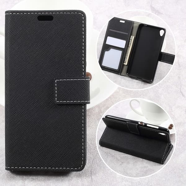 Asus Zenfone Live - Cross Texture Lommebok-deksel - Svart