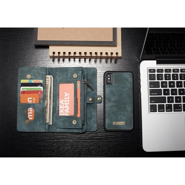 ASEME Detachable 2-in-1 Multi-slot Wallet Split Leather Case for iPhone X