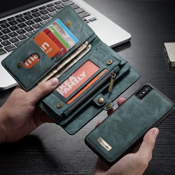 ASEME Detachable 2-in-1 Multi-slot Wallet Split Leather Case for iPhone X