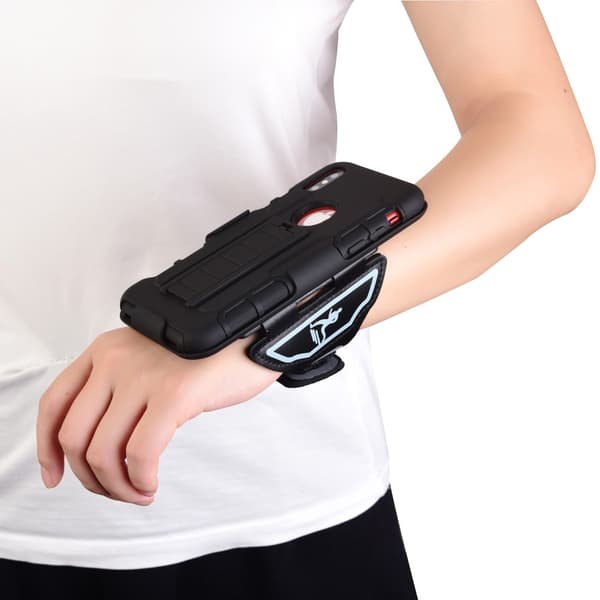 iPhone X 3-in-1 PC TPU Hybrid Armband Wristband Case with Kickstand