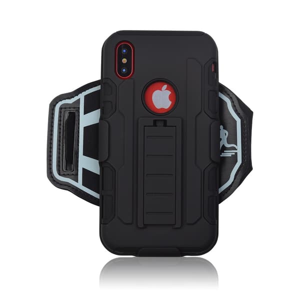 iPhone X 3-in-1 PC TPU Hybrid Armband Wristband Case with Kickstand