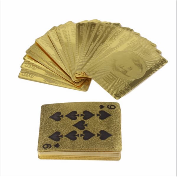 54stk Creative Vandtæt 100 Dollar Plastic Poker spillekort - Guld