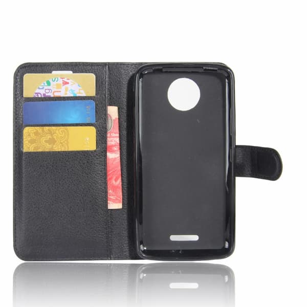 Wallet Stand Case for Motorola Moto C - Black