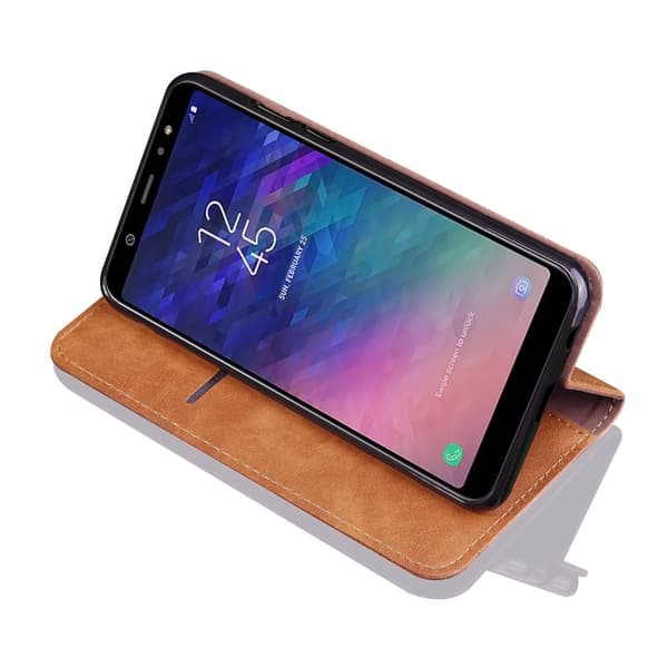 LEMAN Stilrent Plånboksfodral för Samsung Galaxy A6 Plus