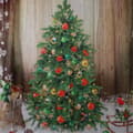 Miniatyrbillede 4 af 5: Badeværelsesbruseforhæng Shower Curtain Christmas  - Juletræ