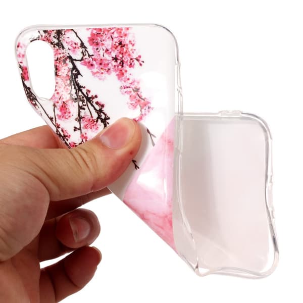 TPU Skal Marmor till iPhone X - Plum