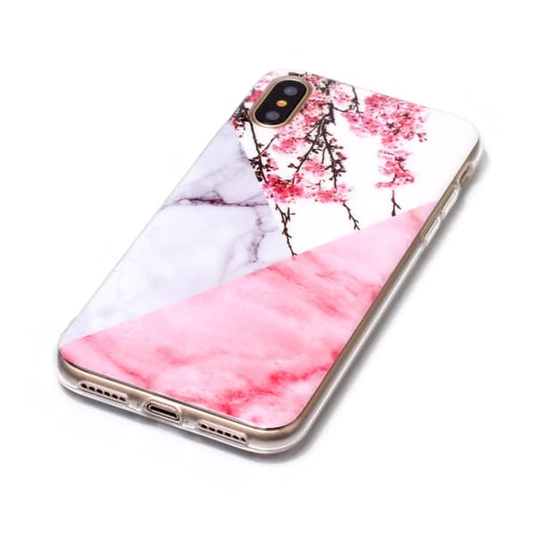 TPU Skal Marmor till iPhone X - Plum