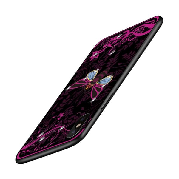 NXE Insect Pattern Rhinestone Decor TPU Cover for iPhone X - Rose Bee