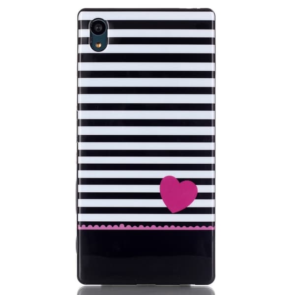Sony Xperia Z5 TPU Skal Stripes and Pink Heart