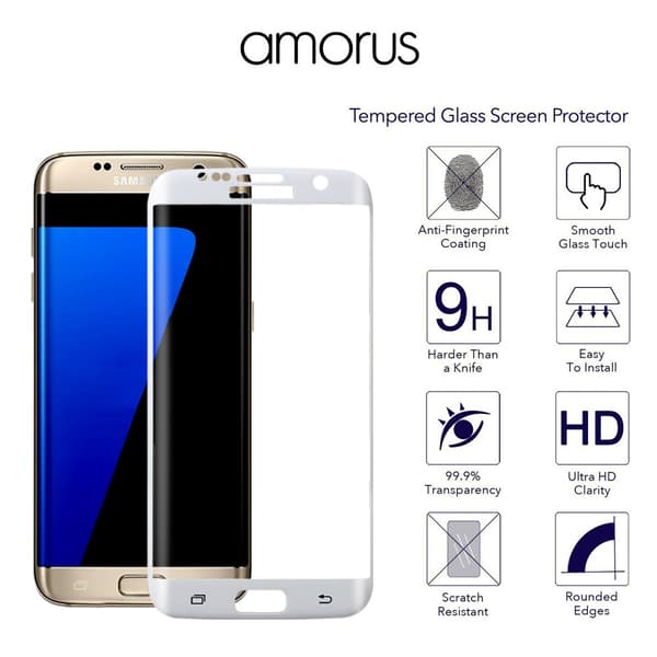 AMORUS Samsung Galaxy S7 Edge Härdat glas - Vit