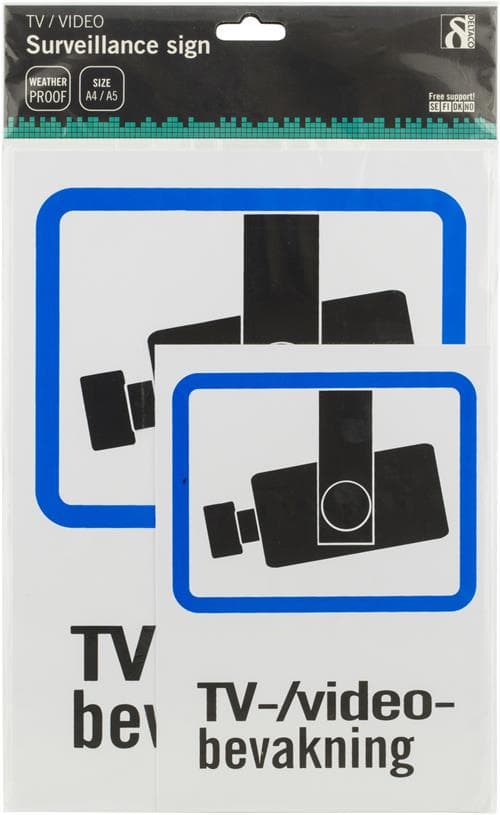 DELTACO Plastskylt, TV/Video-bevakning, A4 & A5-storlek