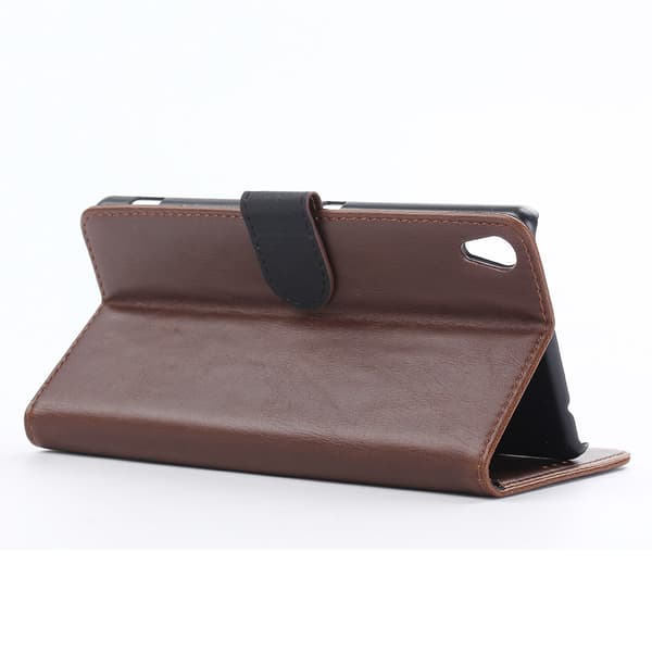 Retro Crazy Horse Leather Stand Shell for Sony Xperia XA Ultra - Coffee