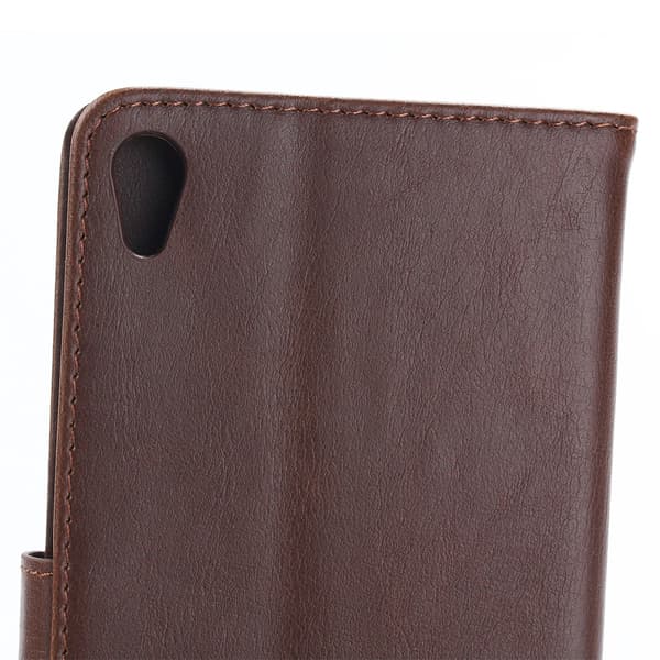 Retro Crazy Horse Leather Stand Shell for Sony Xperia XA Ultra - Coffee