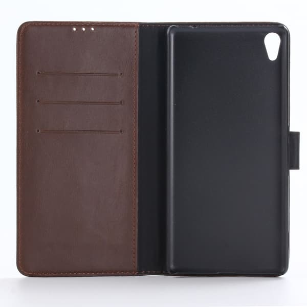 Retro Crazy Horse Leather Stand Shell for Sony Xperia XA Ultra - Coffee