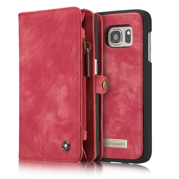 CASEME Samsung Galaxy S7 Retro Lær Lommebok-deksel - Rød