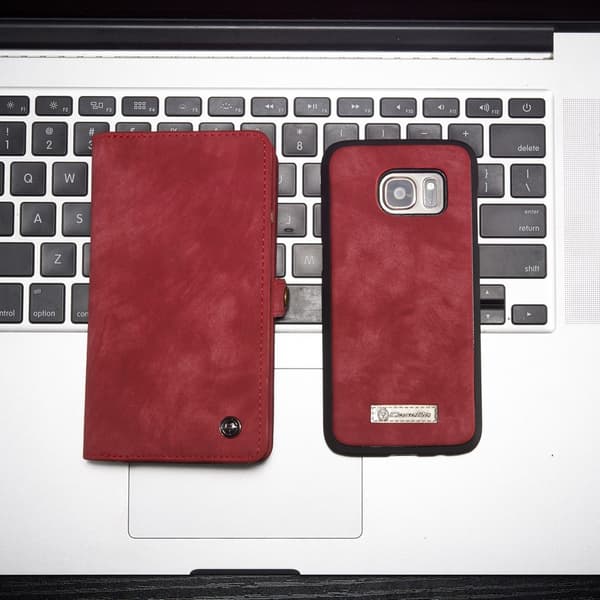 CASEME Samsung Galaxy S7 Retro Lær Lommebok-deksel - Rød