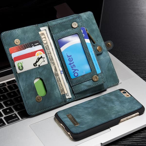 CASEME iPhone 6s 6 Retro Split läder plånboksfodral - Blå