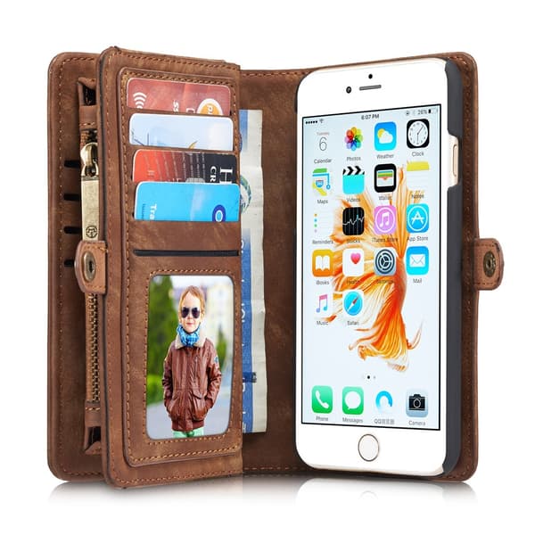 CASEME iPhone 6s 6 Retro Split läder plånboksfodral - Coffee