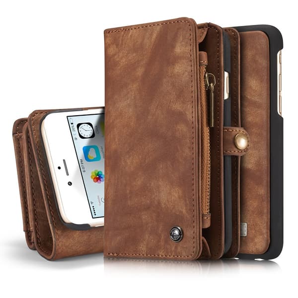 CASEME iPhone 6s 6 Retro Split läder plånboksfodral - Coffee