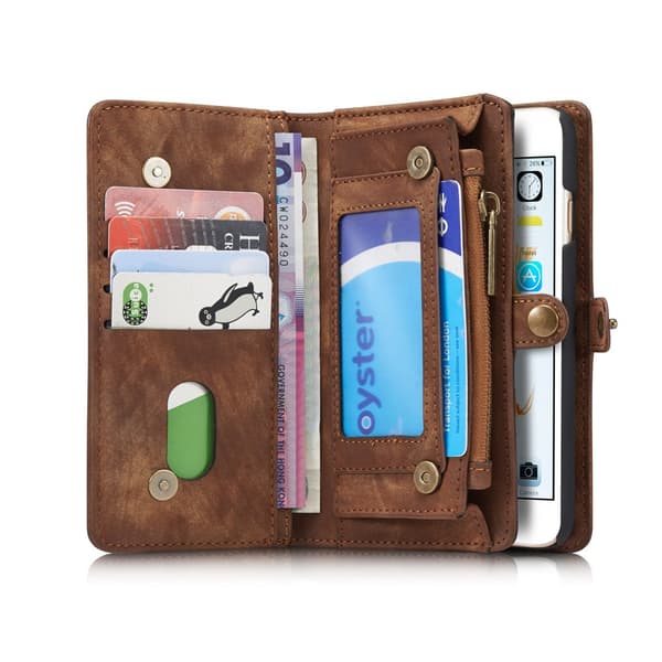 CASEME iPhone 6s 6 Retro Split läder plånboksfodral - Coffee