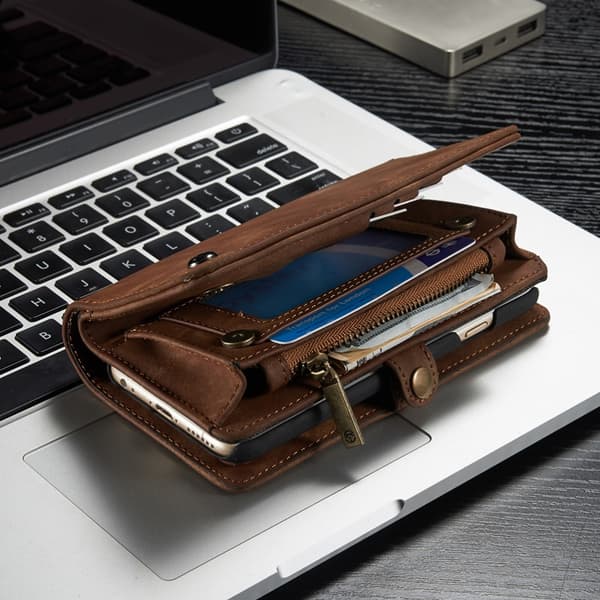 CASEME iPhone 6s 6 Retro Split läder plånboksfodral - Coffee