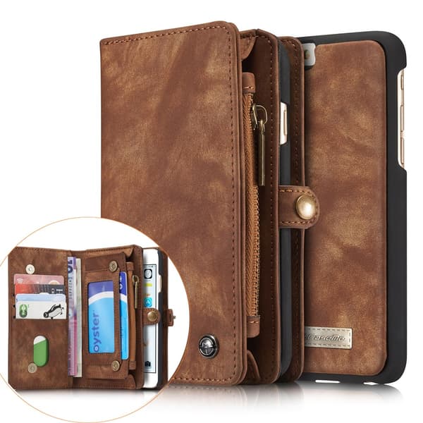 CASEME iPhone 6s 6 Retro Split läder plånboksfodral - Coffee
